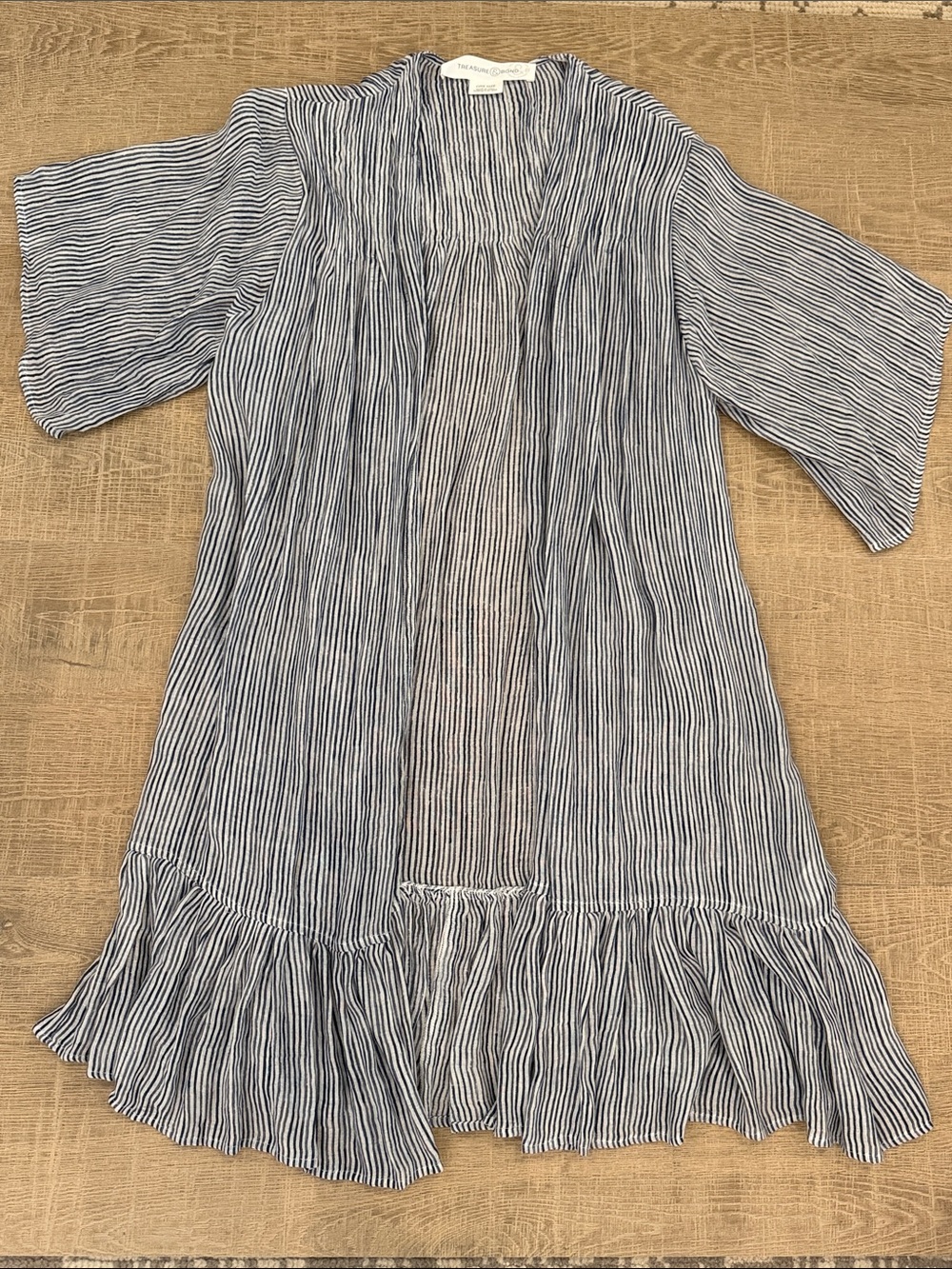 Treasure & Bond Blue and White Striped Ruffle Hem Tunic